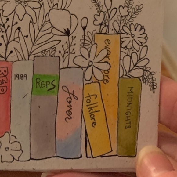 Greeting Card: Taylor Swift inspired bookcase watercolor card - Picture 2 of 3